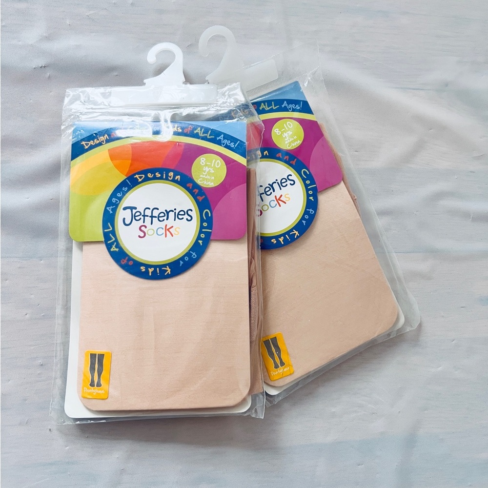 Jefferies Socks neutral Pantyhose tights Nylon Spandex Girls 8 - 10 yrs Lot Of 3